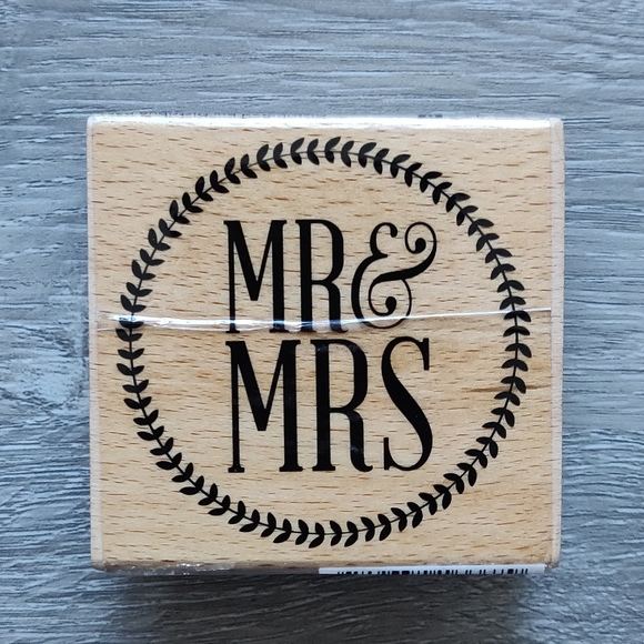 Mr. and Mrs. Wood and Rubber Wedding Stamp - Picture 2 of 6